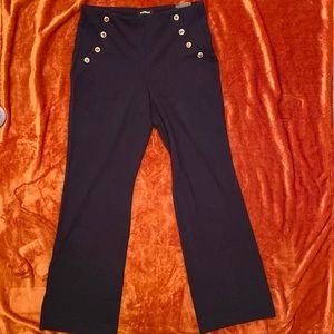 Express High Rise Sailor Trouser Navy Blue large pull on pants NWT